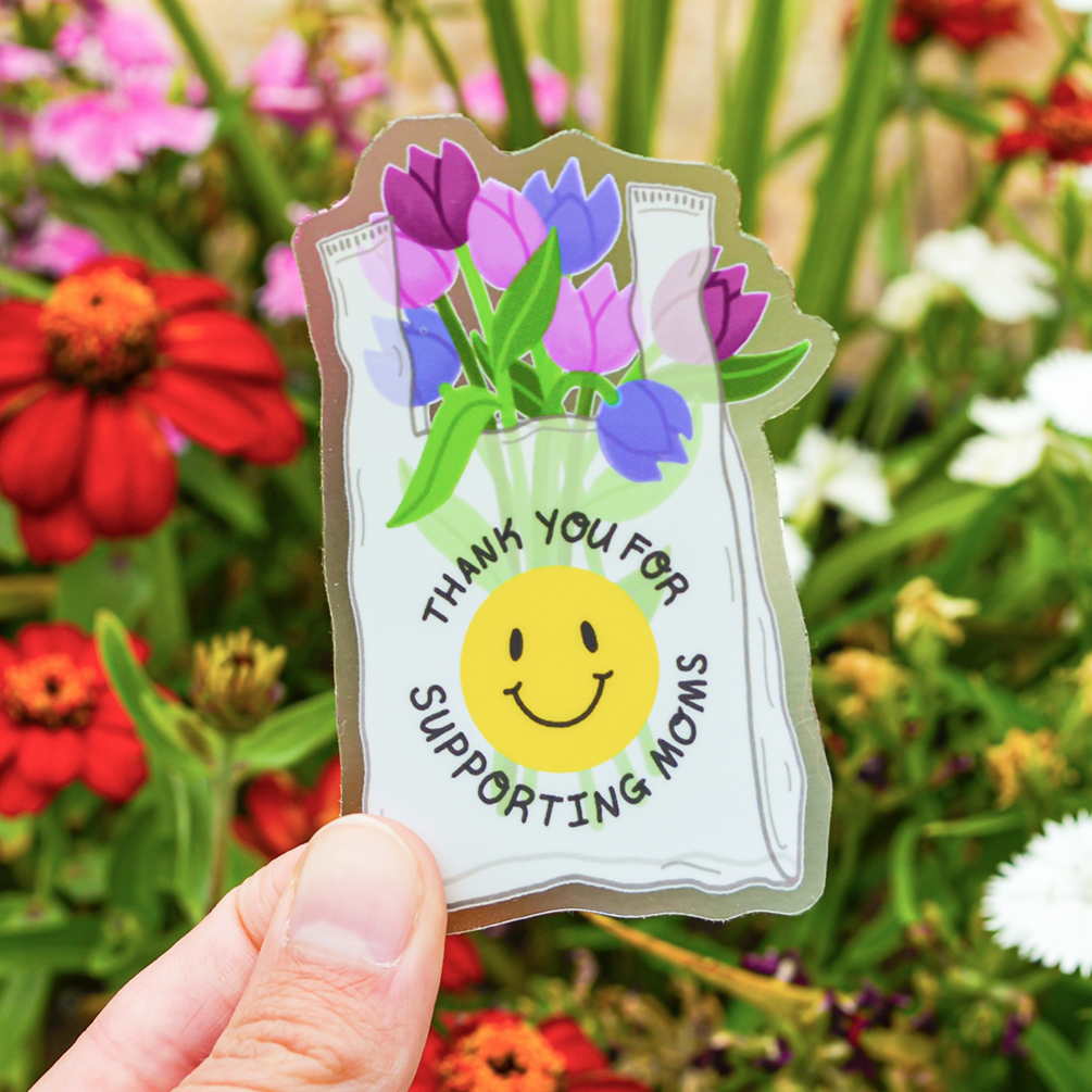 Thank You Flowers Clear Sticker