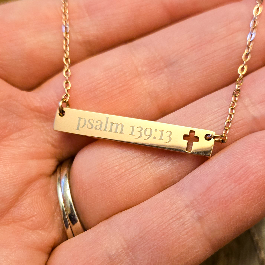 Psalm 139:13 Bible Verse Engraved Necklace