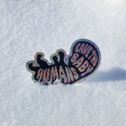 'Baby Humans' Glitter Sticker