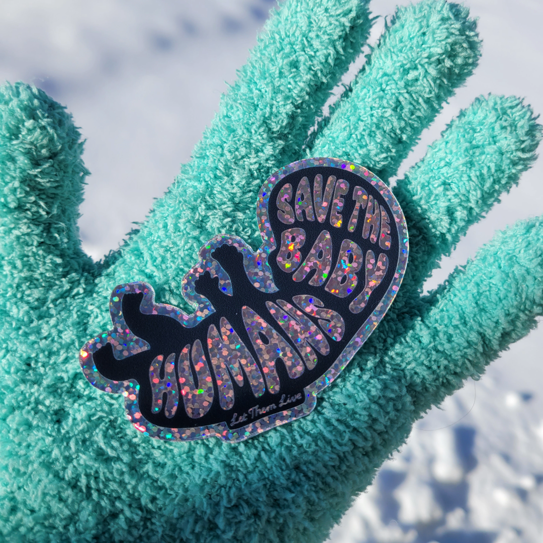 'Baby Humans' Glitter Sticker